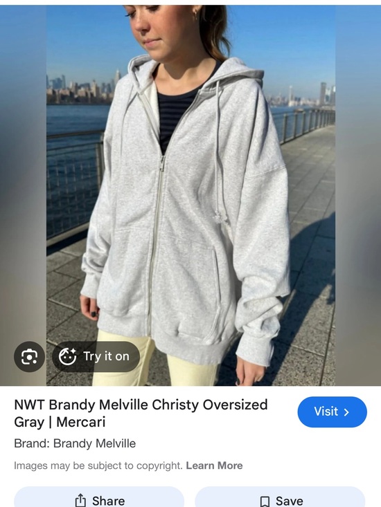 Brandy Melville Jackets & Blazers - Brandy Melville Gray Zip-Up Hoodie with Hood and Kangaroo Pocket